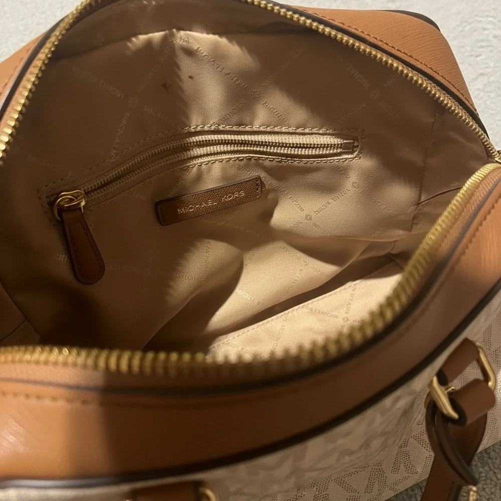 Michael Kors Ayden Medium Logo and Faux Leather Satchel